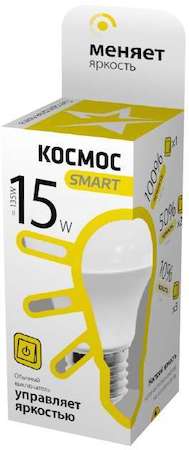 Лампа светодиодная A60 15Вт грушевидная 3000К E27 220В 3 уровня яркости Smart КОСМОС LksmLEDSD15wA60E2730