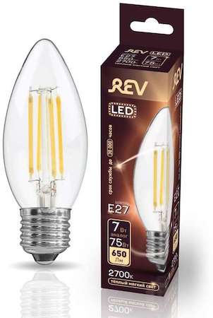 Лампа светодиодная C37 E27 7Вт 480лм 2700К PREMIUM (FILAMENT) филамент теплый свет свеча REV 32425 6