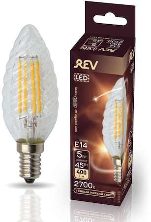 Лампа светодиодная TC37 E14 5Вт 480лм 2700К PREMIUM (FILAMENT) филамент теплый свет свеча витая REV 32430 0