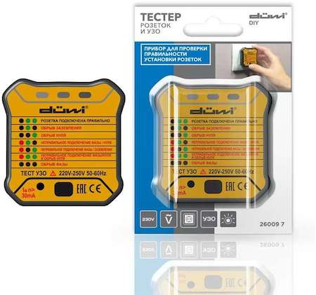 Тестер розеток и УЗО универсальный M6860 DIY блист. Duwi 26009 7