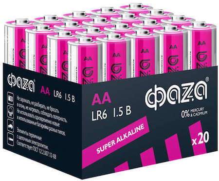 ФАZA Элемент питания алкалиновый LR 6 Super Alkaline Pack-20 (уп.20шт) ФАZА 4895205004931
