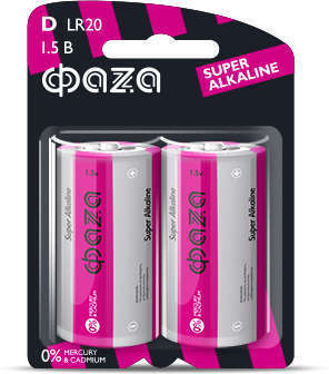 ФАZA Элемент питания алкалиновый LR20 Super Alkaline BL-2 (уп.2шт) ФАZА 4897062858535