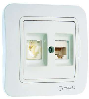 Розетка Lillium 16А IP20 CAT5e+TF евро бел./бел. Makel 70037