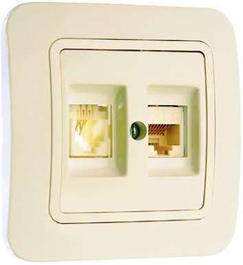 Розетка Lillium 16А IP20 CAT5e+TF евро крем/крем Makel 70237