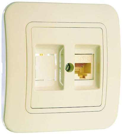 Розетка Lillium 16А IP20 CAT5e+гнездо крем/крем Makel 70235