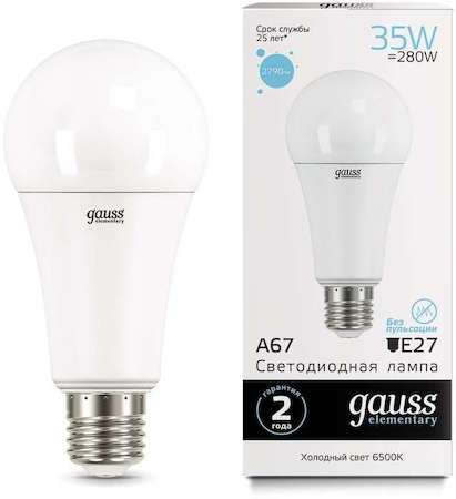 Лампа светодиодная Elementary A67 35Вт E27 6500К Gauss 70235