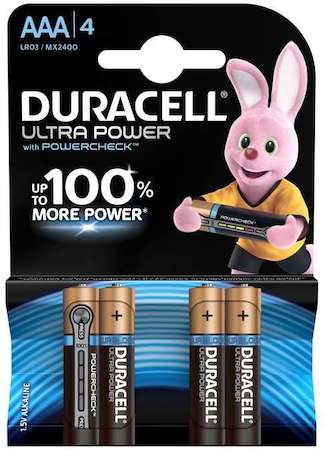 Элемент питания алкалиновый LR03-4BL Ultra Power (блист.4шт) Duracell Б0038762