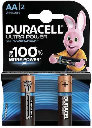 Элемент питания алкалиновый LR6-2BL Ultra Power (блист.2шт) Duracell Б0038759
