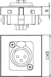 OBO Bettermann Рамка Modul45 мультимедийная XLR MTG-X3F L AL1 серебр. OBO 6105216