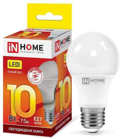 Лампа светодиодная LED-A60-VC 10Вт 230В E27 3000К 900Лм IN HOME 4690612020204