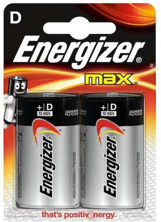 Элемент питания алкалиновый MAX LR20/373 BL2 (2/12/24) (блист.2шт) Energizer 28647