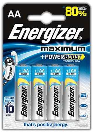 Элемент питания алкалиновый Maximum LR6/316 BL4 (4/96/17280) (блист.4шт) Energizer 45431