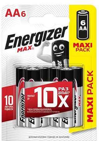 Элемент питания алкалиновый MAX LR6/316 BL6 (6/72) (блист.6шт) Energizer 381636