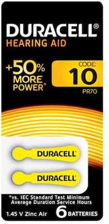 Элемент питания для слуховых аппаратов ZA10-6BL (блист.6шт) Duracell Б0039179
