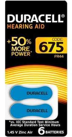 Элемент питания для слуховых аппаратов ZA675-6BL (блист.6шт) Duracell Б0039182