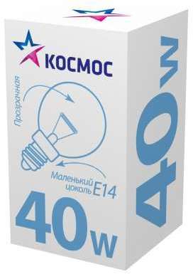 КОСМОС Лампа накаливания Шар 40Вт E14 прозр. Космос LKsmSSpCL40E14v2