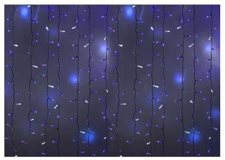Neon-Night Гирлянда Дождь "ПЛЕЙ-ЛАЙТ" 2х1.5м 360LED 23Вт 220В IP44 мерцающая син.; бел. провод NEON-NIGHT 235-223