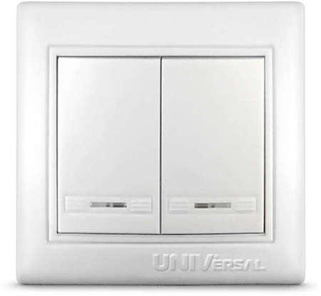 Фото Выключатель 2-кл. СП Севиль 10А IP20 с индик. бел. Universal С0123