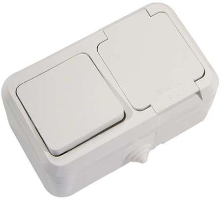 Блок ОП IP44 бел. (1кл. выкл.+роз/крыш) Makel 18350