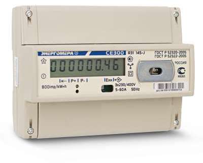 Счетчик СЕ 300 R31 043-J 3ф 5-10А 230/400В 0.5S класс точн. 1 тариф. оптич. интерфейс ЖКИ DIN-рейка Энергомера 101003003009186