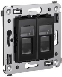 ДКС 4402364 Компьютерная розетка RJ-45 в стену, кат.5e двойная экранированная,"Avanti", "Черный квадрат"