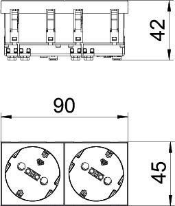 OBO Bettermann Розетка 2-м 10/16А 250В STD-D3 AL2 33град. с заземл. серебр. OBO 6120112
