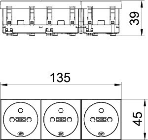 OBO Bettermann Розетка 3-м 10/16А 250В STD-F0 RW3 0град. франц. станд. бел. OBO 6120192
