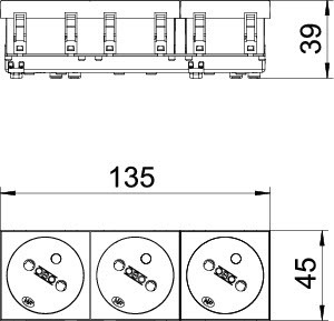 OBO Bettermann Розетка 3-м 10/16А 250В STD-F3 SRO3 33град. франц. станд. красн. OBO 6120268