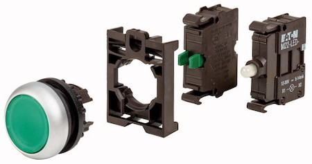 Кнопка без фиксации 1НО 24В DC с подсвет. M22-DL-G-K10LED-BVP зел. EATON 110930