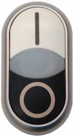 Кнопка двойная с сигнальной лампой; плоские I бел. 0 черн. M22-DDLF-WS-X1/X0 EATON 284816