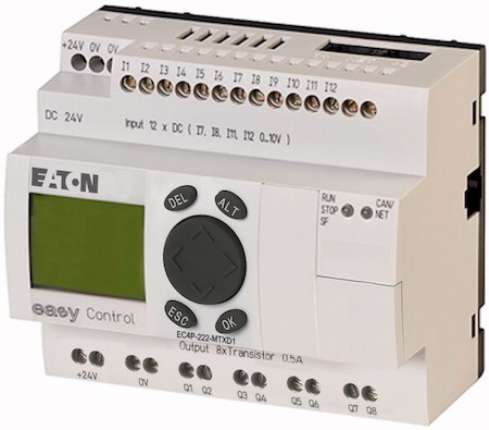 Контроллер компактный 24В DC 12DI (4 AI) 8 DO (T) Ethernet CAN дисплей EC4P-222-MTXD1 EATON 106399