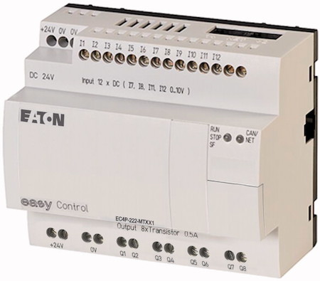 Контроллер компактный 24В DC 12DI (4 AI) 8 DO (T) Ethernet CAN EC4P-222-MTXX1 EATON 106400
