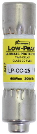 Предохранитель LOW PEAK 600В АС/300В DC TIME DELAY CC EATON LP-CC-25