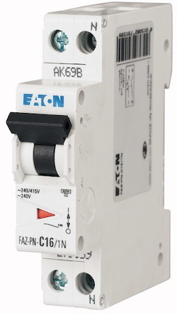Выключатель автоматический модульный 2п (1P+N) C 16А 6кА FAZ-PN-C16/1N EATON 279159