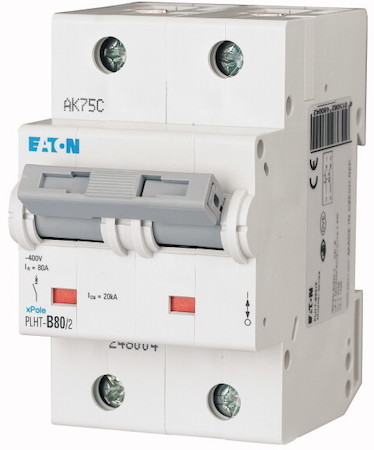 Выключатель автоматический модульный 2п B 80А 20кА PLHT-B80/2 EATON 248004