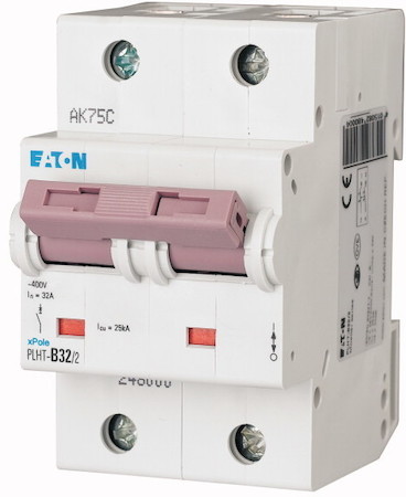 Выключатель автоматический модульный 2п B 32А 25кА PLHT-B32/2 EATON 248000