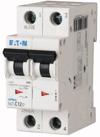 Выключатель автоматический модульный 2п C 12А 25кА FAZT-C12/2 EATON 240858