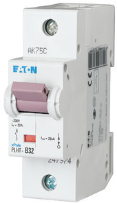 Выключатель автоматический модульный 1п C 32А 25кА PLHT-C32 EATON 247983