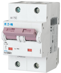 Выключатель автоматический модульный 2п C 32А 25кА PLHT-C32/2 EATON 248009