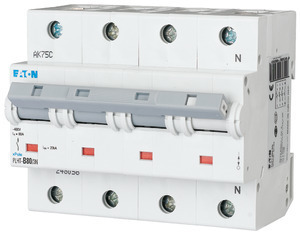 Выключатель автоматический модульный 4п (3P+N) D 80А 20кА PLHT-D80/3N EATON 248074