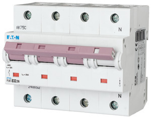 Выключатель автоматический модульный 4п (3P+N) C 32А 25кА PLHT-C32/3N EATON 248061