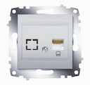 Розетка компьютерная Cosmo (RJ45, под рамку, в кабель-канал, с/у, алюминий)