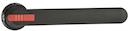 Black, I-O and ON-OFF indication, padlockable with 3 padlocks in O-position, door interlock in I-position, defeatable, IP 65.