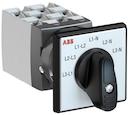 OC25 Cam switch, Ith=25A, Voltmeter, 6-contacts, Snap-on door mounting, Black Basic handle