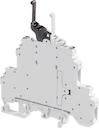 grey Screw Clamp Terminal Blocks M4/6.D2.2S2 with 2 independent switching circuits. Black pull lever controls upper deck contact (black marking). Grey pull lever controls lower deck contact