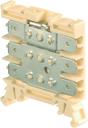 beige Railway Terminal Blocks HD2.5/6.3.3G.3G.1 1 circuit. 1 terminal block with 6 tabs for 6,3 x 0,8 mm (.248" x .031") quick connect with possible testing and transverse connection