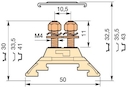 Railway Terminal Blocks HD4/9.FF4 2 stud terminal M4 x 11,5 mm (.453") - Equipment : self locking nut + spring washer + washer