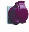 Socket-outlet, panel mounting, 6h, 16A, IP44, minimized flange, straight, 3P+E