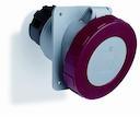 Socket-outlet, panel mounting, 6h, 63A, IP67, unified flange, angled, 2P+E