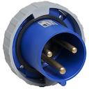 Inlet, panel mounting, 6h, 63A, IP67, unified flange, straight, 2P+E